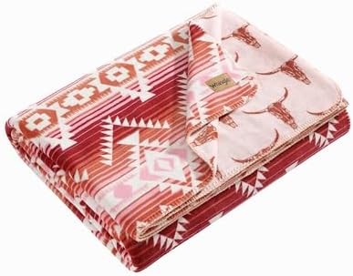 Wrangler - King Size Blanket, Super Soft & Reversible Plush Fleece Bedding, Throw Blanket for Couch or Bed (Jericho Pink) by Wrangler%C2%AE
