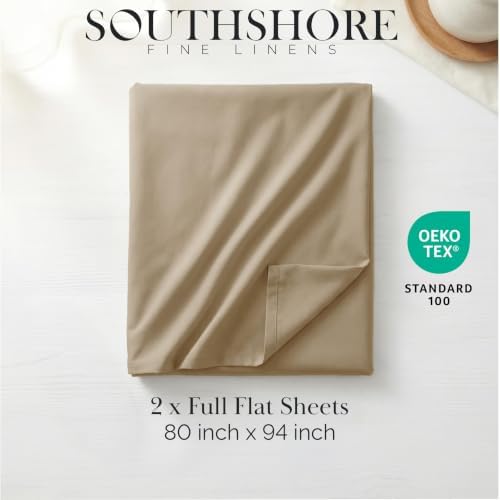 2-Pack Twin XL Flat Sheets Only 66x102 Microfiber Twin XL Top Sheet Taupe - Image 2