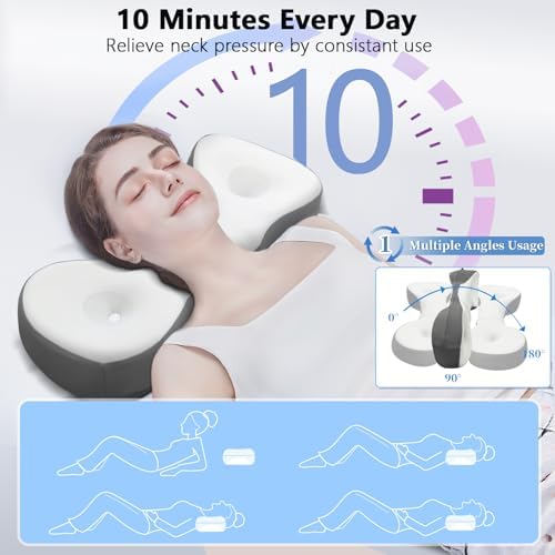 Cervical Neck Roll Pillow, Say Goodbye to Neck Pain, Travel Neck Support Pillow for Side Sleepers, Ergonomic Memory Foam Camping Pillow, Cervical Traction Device with Storage Bag - Image 3