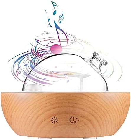 Glass Essential Oil Diffuser,Real Wood Base,Bluetooth Speaker,2025 Upgrade Aromatherapy Diffuser,Aroma Diffuse with Music Player,LED Light in 7 Colors，Home Office Bedroom（Non-Glass Reservoir） by kakoda