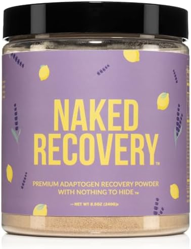 NAKED Recovery - Mushroom Supplement Powder - Lions Mane, Cordyceps, Reishi, Tart Cherries, Lemon Balm - Adaptogen Wellness Formula, Stress Relief, Muscle Recovery - 30 Servings by NAKEDNutrition