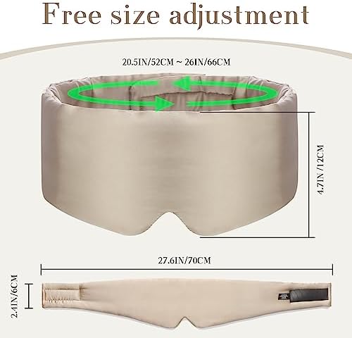 SECZIPE 100% Mulberry Silk Sleep Mask Eye Mask for Women Man with Adjustable Band, for Side Sleeper Blackout Sleep Mask for Travel Rest and Office Large Size (Taupe) - Image 5