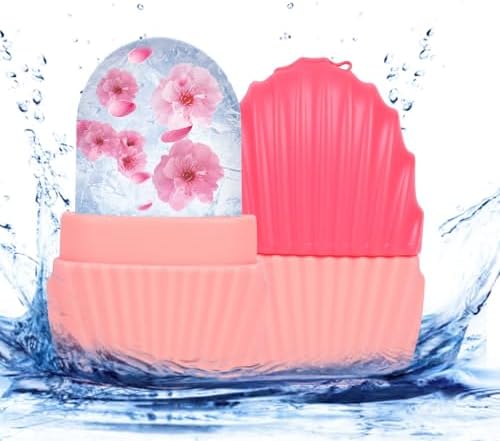 Ice Cube Roller for Face,Eyes and Neck,Reusable Silicone Ice Mold Mermaid Shell Shape for Shrink Pores Anti Wrinkle and Skin Beauty Care,Reduce Migraine Pain,Gua Sha Face Massage Tools (Pink) - Image 7