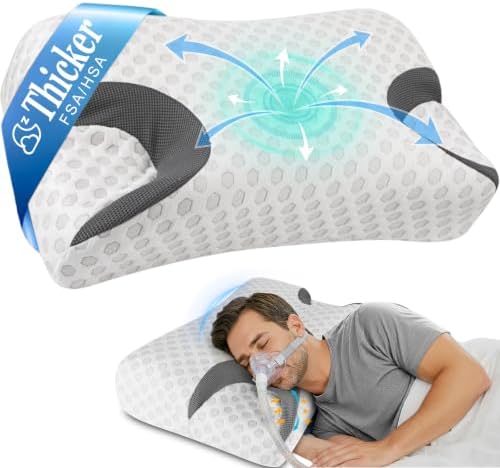 HSA/FSA CPAP Pillow for Side Sleeper, Sleep Apnea Pillow for Sleeping, CPAP Nasal Pillows Suit for All CPAP Masks User, Cervical Memory Foam Neck Support Pillow Relief Neck Pain for Side Back Sleepers by IKSTAR