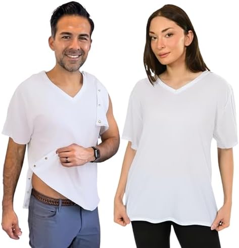 Inspired Comforts Unisex Post Surgery & Rehab V Neck Dual Access Snap Shirt by InspiredComforts
