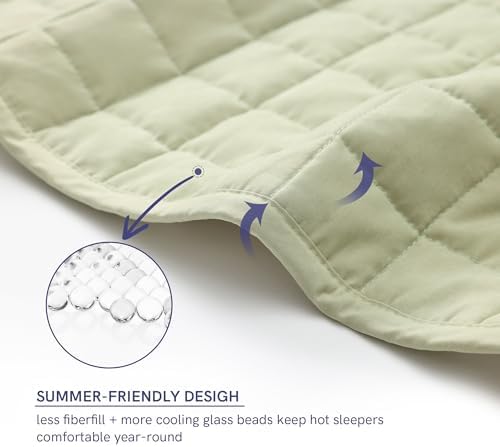 YnM Exclusive 25 lbs Weighted Blanket, Extra Heavy Cotton/Polyester Bed Blanket for Two Persons, Ideal for Queen or King Bed (88x104 Inches, 25 Pounds, Avocado/White Reversible) - Image 4