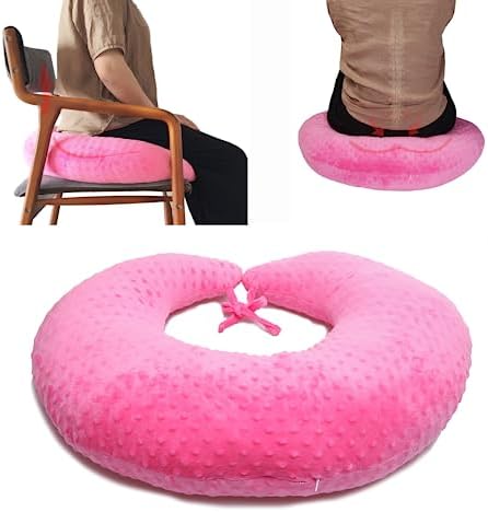 BBL Pillow After Surgery for Butt Sleeping, Brazilian Butt Lift Pillow Post Surgery Recovery for Sitting Sleeping Driving Donut Pillow for Woman Lumbar Back Cushion Seat Foam (Pink Dot) by coceyese