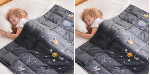 anfie Weighted Blanket Kids (36"x48" 5lbs), Weighted Blanket Cooling Blanket for Resting,Throw Size Breathable Blanket with Premium Glass Bead(Space Grey) (Pack of 2) by anfie
