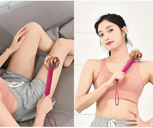 2PCS Long Size Lymphatic Drainage Herbal Massage Hammer,Manual Massage Hammer for Body, Back Massage Hammer Taichi,Wormwood Massage Hammer Sticks Muscle Relaxation 2PCS (Red/Green) - Image 5