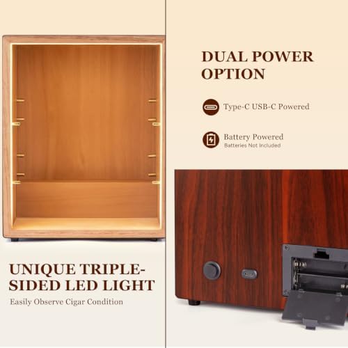 60-100 Count Cigar Humidor Cabinet with LED and Digital Hygrometer - Image 4