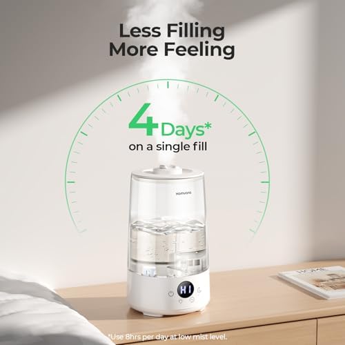 Homvana 3.6L Top-Fill Cool Mist Humidifiers for Bedroom, Large Room(Clear) - Image 5