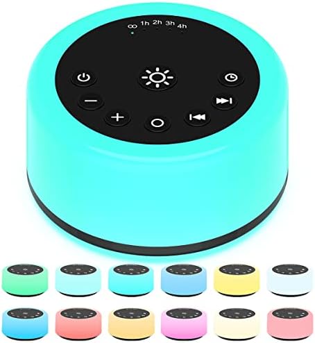 Soother Sleep Sound Machine Night Light White Noise Machine with 30 Soothing Sounds & 12 Color Night Lights for Baby Kids Adults Brown Noise Machine with Timer & Continuous Play for Home Travel Office by ColourNoise