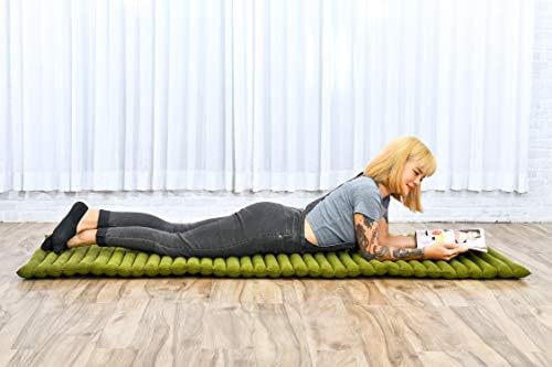 Leewadee - Foldable Floor Mattress - Japanese Roll Up Futon -Trifold Tatami Mat- Guest Floor Bed - Camping Mattress - Thai Massage Mat, Kapok Filled, 75 x 28 inches, Green - Image 2