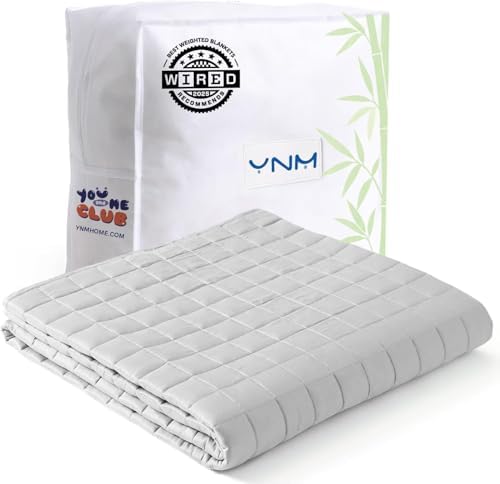 YnM King Size Cooling Weighted Blanket for Adults (88x104 Inches, 20 Pounds, Light Grey), Perfect for Hot Sleepers with Cooling Rayon/Glass Beads, Heavy Bed Blanket for Couple on Queen or King Bed by YNM