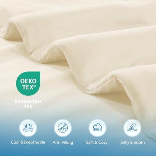 MASVIS Cooling Comforter Twin Size, Cooling Blanket for Hot Sleepers Lightweight Summer Blanket with Double-Sided Cold Tech Fabric,Breathable Cold Blanket,Beige,68"X90" - Image 6