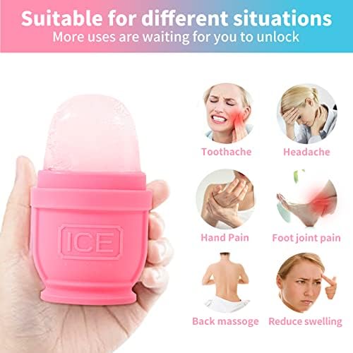 2 Packs Face and Body Ice Roller, Silicone Ice Cube for Puffiness, Pain Relief, Cold Therapy Ice Cup Molds Massage Tool - Image 3
