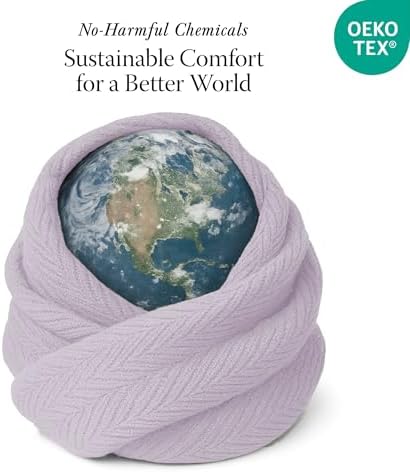 Threadmill Luxury 100% Cotton King Herringbone Blanket, Lilac - Image 6