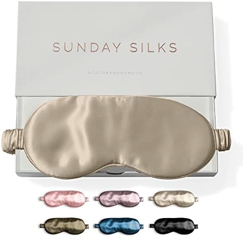 SUNDAYSILKS™ Exclusive Mulberry Silk Sleep Mask | Soft Eye Covers, Blackout Sleeping Mask for Women & Men | Silk Eye Mask for Sleep, Travel, and Relaxation | Antifaz para Dormir [Nude Champagne] by ColoradoHomeCo