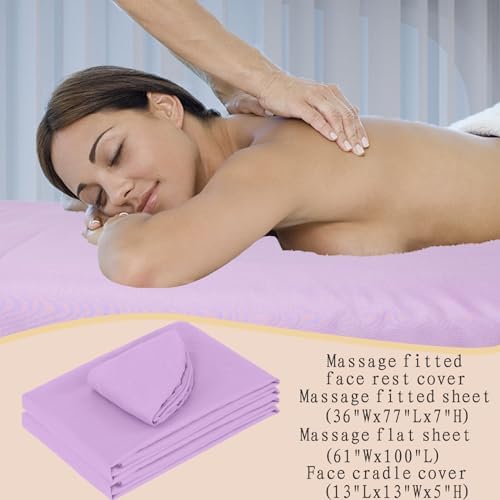 MRJ Microfiber Massage Sheet Set of 3 Pcs,for Massage Tables,Includes Massage Table Cover, Massage Fitted Sheet,and Massage Face Rest Cover,Lavender - Image 4