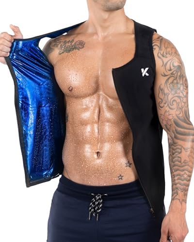 Kewlioo Men's Heat Trapping Zipper Sweat Enhancing Vest - Sauna Suit Shirt Compression Vest Shapewear Top for Gym Exercise - Image 2