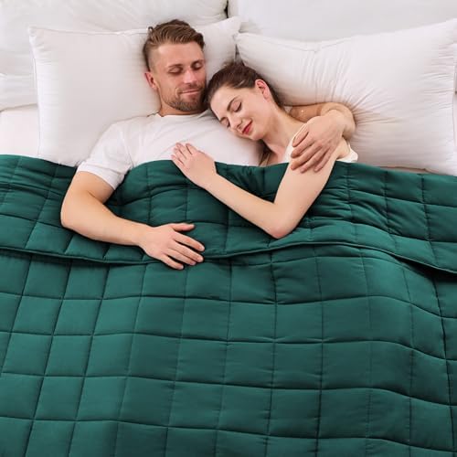 King Size Weighted Blanket for Adults (25 lbs, 80” x 87”, Dark Green) Cooling Heavy Blanket for Sleeping Perfect for 240-260 lbs, Breathable Blanket for Adults & Couple All Season, Machine Washable by yescool