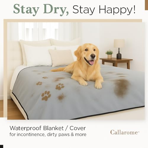 Waterproof Blanket for Bed or Couch – Soft and Leakproof Waterproof Throw Blanket, Water Proof & Stain Resistant Easy to Clean Throw Blanket Cover for Adults or Pets, Reversible Grey 60"x80" - Image 2