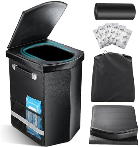 2026 Upgraded XL Portable Toilet for Adults,Tall Camping Toilet with Lid and Convenient Carry Bag, Portable Potty for Camping, Hiking, Car Travel,Truck, RV, Boating, Road Trips, Beach (Black, 17.5''H) by Sckee