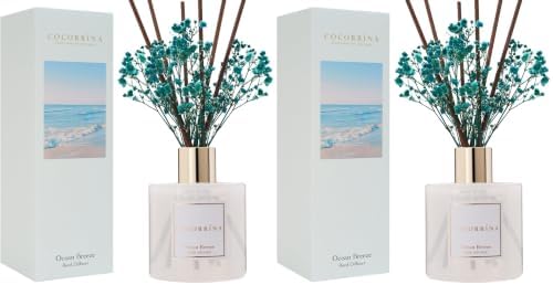 COCORRÍNA Reed Diffuser - Ocean Breeze Scented Diffuser with 8 Sticks Home Fragrance Reed Diffuser for Bathroom Shelf Decor (Pack of 2) by COCORR%C3%8DNA