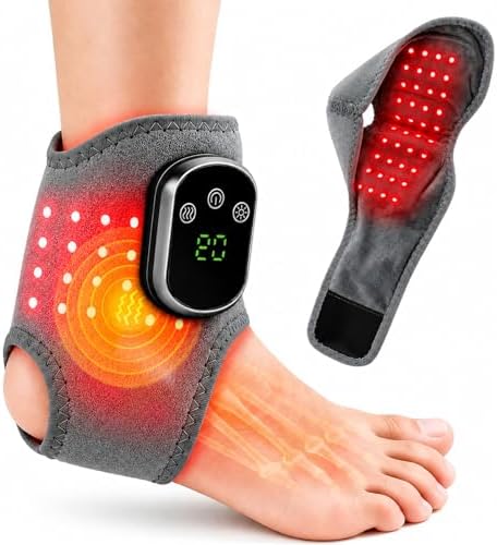 3 in 1 Red Light Foot and Ankle Massager, with Heat, Red Light, and Vibration Triple Care Function, 40 LED 660nm Wrap, 1800mAh Rechargeable Battery, Portable Foot Massager for Feet, Ankles, and Arches by FateFan