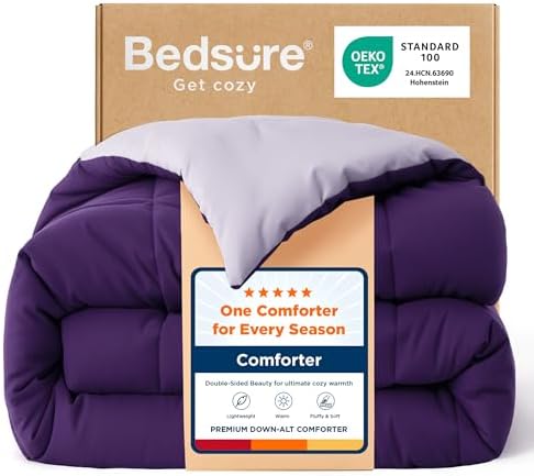 Bedsure Full Comforter Duvet Insert, All Season Bed Comforter, Quilted Down Alternative Duvet, Box Stitched Comforters with Corner Tabs, Machine Washable, 82 x 86 Inches (Purple/Pale Purple) by Unknown