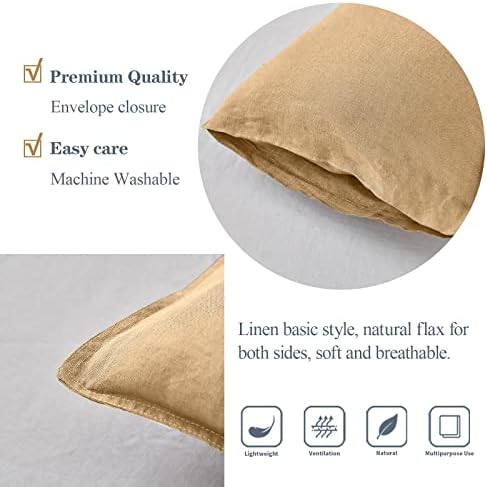 Simple&Opulence 100% Linen Lumbar Pillow Cover 12 x 20 Inches Set of 2 Rectangular Decorative Throw Cushion Cover for Couch Sofa Bed Living Room Office Soft Breathable Farmhouse - Sand - Image 3