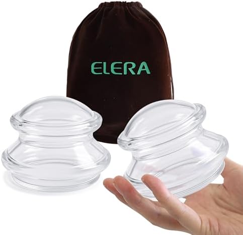 ELERA Silicone Cupping Therapy XL Size Sets, Professionally Chinese Massage Cups Tools, Silicone Cup for Joint Pain Relief, Massage Body (XL*2 Cups) by ELERA