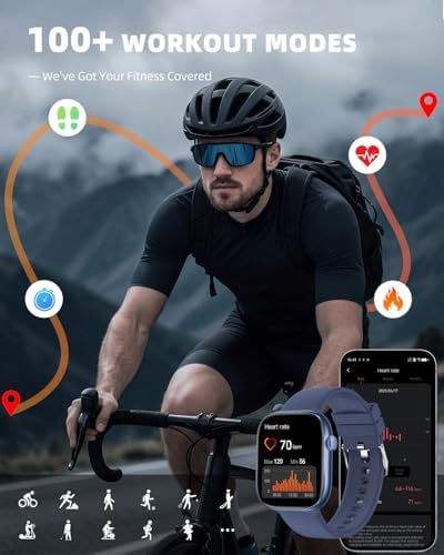 Smart Watch for Women Men, Fitness and Sleep Trackers with 1.83" HD Touchscreen, Bluetooth Calling Smartwatch for Android/iOS, IP67 Waterproof Multi-Sport Modes Pedometer, Navy Blue - Image 4
