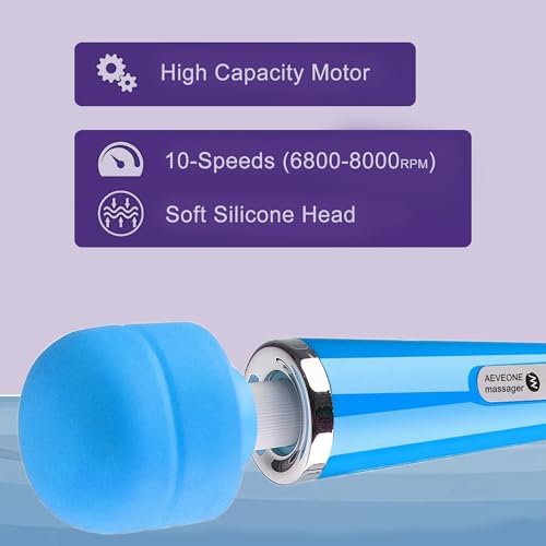 AEVEONE Wired Powerful Handheld Wand Massager, Strong Personal Vibration Massage for Sports Recovery, Back Muscle Aches, Whole Body Pain (Blue) - Image 3
