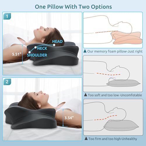 DONAMA Cervical Pillow for Neck and Shoulder Pain Relief, Cooling Contour Memory Foam Pillow, Dual-Height Ergonomic Neck Support Pillow for Side Back Stomach Sleepers with Removable Pillowcase - Image 6