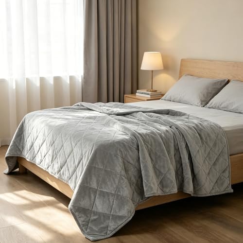 ROKDUK Weighted Blanket for Adults, 15lbs, 48x72in Size, Ultra-Soft Double-Sided Microfiber with Glass Beads, Breathable & Cozy - Grey, All Season Deep Sleep - Image 6