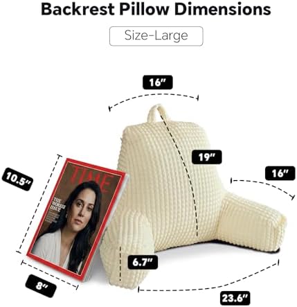 19" Back Support Pillow for Dorm Room Essentials,White Flannel,Large - Image 5