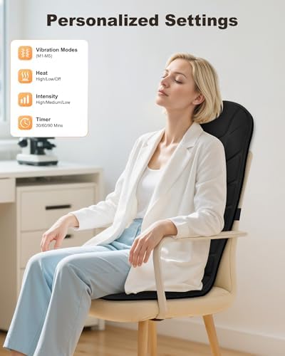 Snailax Vibration Back Massage Seat Cushion with Heat, Office Chair Pad - Image 4