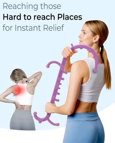 Back and Neck Massager for Pain Relief Deep Tissue, Upgraded Full Body Trigger Point Cane Massage Tools, Therapy Massage Stick Pressure Point Hook, Muscle Knot Remover Tool (Pink) - Image 3