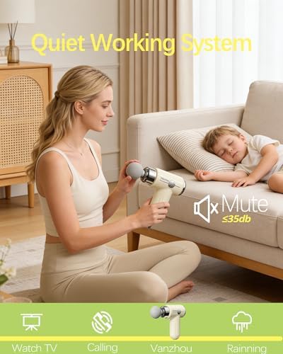 Mini Massage Gun Deep Tissue, Portable Handheld Massage Gun for Muscle Recovery, Quiet Percussion Massager with 9 Heads, Lightweight USB-C Rechargeable Massage Gun for Travel, Gym & Office - Image 5