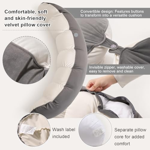 Peallow(Pat. Pend) – Long Round Body Pillow for Adults, Bolster Pillow for Sleeping, Soft and Supportive Pillow for Sleeping & Lumbar Support (Gray-White, 39") - Image 4