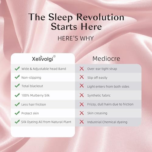 Silk Sleep Mask for Women and Men, Side Sleeper, 22 Momme Pure Mulberry Silk Total Blackout 100% Mulberry Eye Mask with Adjustable Headband Full Size, Eye Masks for Sleeping and Travel - Image 3