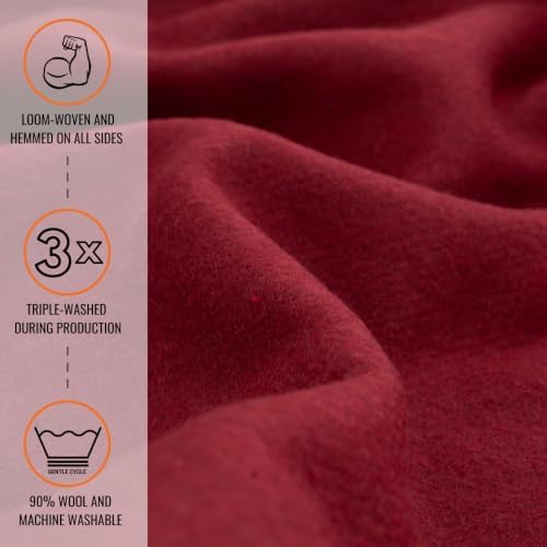 Arcturus Tahoe Wool Bed Blanket | Soft, Breathable Wool Blanket for Year-Round Comfort - Queen Size (90"x 96") | Thick & Washable (Wine) - Image 2