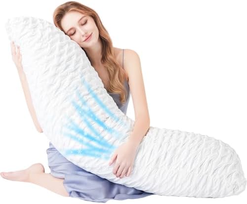 KUCEY Body Pillow for Side Sleeper with Neck and Shoulder Pain,Adjustable Shredded Memory Foam Pillows, Cooling Pillow for hot Sleepers with Washable Cover, Bed Pillows for Adults, Original White by Kucey