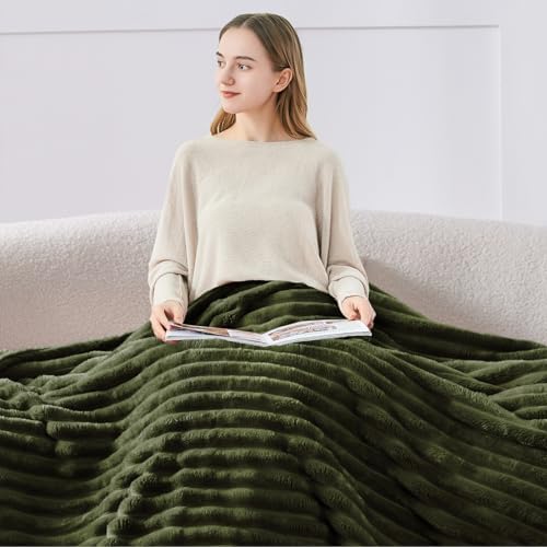 BEDELITE Ribbed Olive Green Throw Blanket for Couch, 50"x60" - Image 6