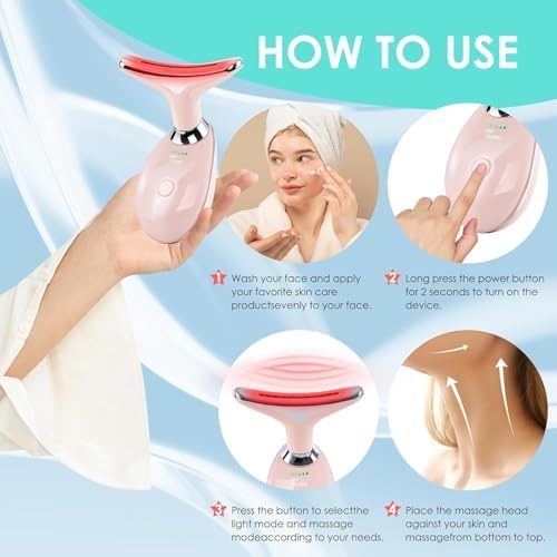 Facial Massager Red-Light-Therapy-for-Face and Neck, Face  culpting Wand with 7 Color (Bright Pink) - Image 4
