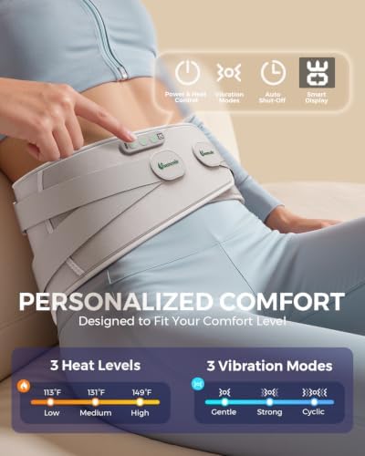 Portable Heating Pad for Back Pain Relief, Birthday Gifts for Men Women, FSA Eligible HSA Lower Back Massager with Heat, Cordless Wearable Brace with Extension Strap & Rechargeable Built-in Battery - Image 3