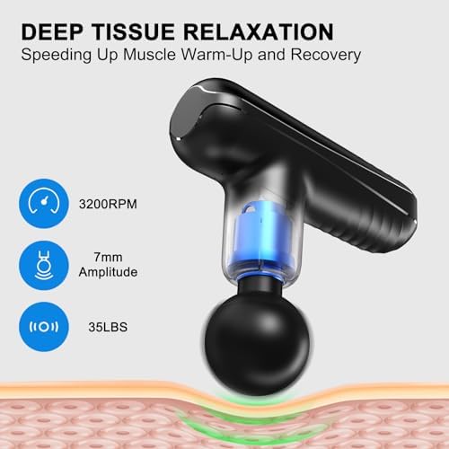 Mini Massage Gun for Deep Tissue Percussion - Portable Handheld Massager for Muscle Relaxation with 4 Massage Heads High-Intensity Vibration Rechargeable Small Massage Gun - Image 2
