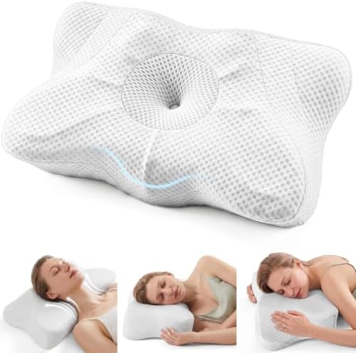 Sweetcrispy Cervical Neck Pillow for Neck Pain Relief, Cooling Memory Foam by Sweetcrispy