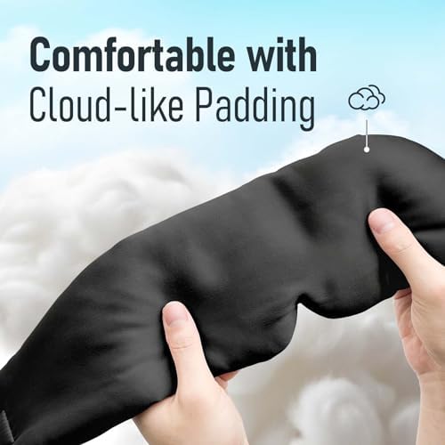 Nature Silk Sleeping Mask Soft Featherweight Eye Mask Large Wrap-Around Blindfold with Adjustable Velcro Blackout for Wild Sleeper Nose Cut (Black) - Image 7